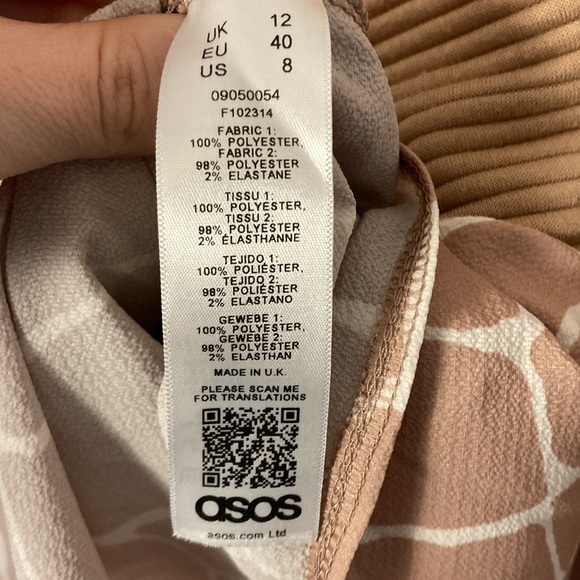 ASOS DESIGN Womens Size 8 Curve 2 in 1 Rib Sweater Dress Giraffe Print Hem Blush - Picture 8 of 12